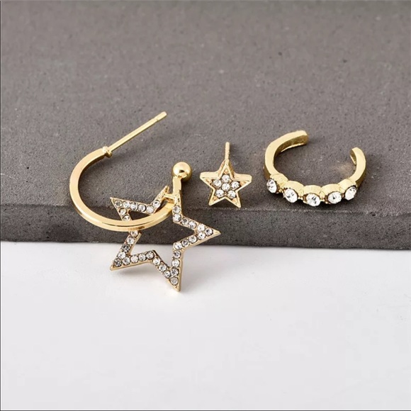 • Danna • 3 Pc. Star Earrings + Cuff Set - Picture 3 of 4